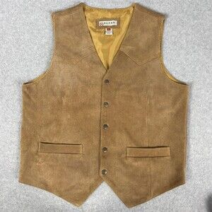Roper Men's Western Suede Vest Brown Snap Front Lined Size M